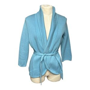 Cotton Madison Women's Light Blue Shawl Collar Cardigan